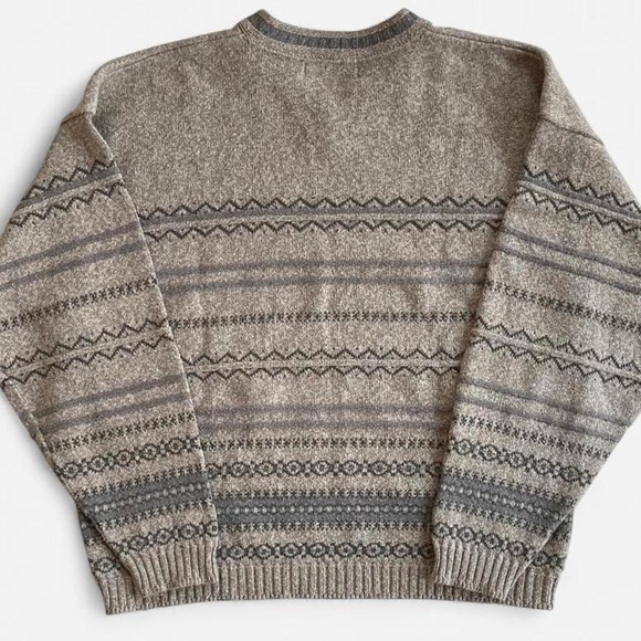 Vintage Bill Blass Tan Brown Knit Cotton Acrylic Chunky Grandpa V-Neck Sweater - Picture 5 of 5